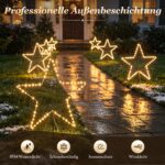 SALCAR 60cm LED Stern Weihnachtsbeleuchtung aussen – 5m Lichterkette mit Timer für Garten – Bild 5