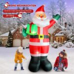 Omdekor Aufblasbarer Weihnachtsmann 3 m mit LED – Wetterfeste Outdoor Weihnachtsdeko – Bild 2