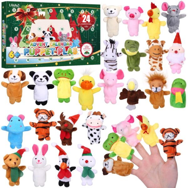 LIHAO Adventskalender 2026 mit 24 Tier-Fingerpuppen – Weihnachtskalender für Kinder