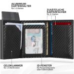 TENBST Slim Wallet Herren mit Pop-up Kartenfach & RFID-Schutz – Carbon-Schwarz – Bild 2