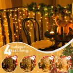 Auriostar Eisregen Lichterkette 7,5m 306 LED – Warmweiss Aussenbeleuchtung mit Fernbedienung – Bild 6