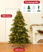 Yorbay Künstlicher Weihnachtsbaum 180cm mit 240 LED-Lichtern & Holzständer – Bild 3