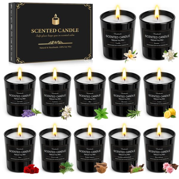 KIYTARBOO Duftkerzen-Geschenkset 12er – Sojawachs mit 180 Std. Brenndauer