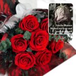 7er Ewige Rosen Strauß mit Vase & LED Licht – Konservierte Rosen für Damen – Bild 3
