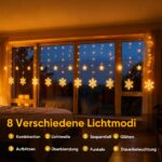 150 LED Schneeflocken & Sterne Lichtervorhang 2,3m – Warmweiss mit 8 Modi & Timer – Bild 2