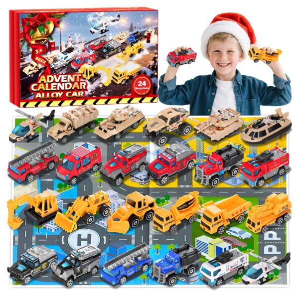 Tymokcall Adventskalender Auto 2026 – 24 Spielzeugautos aus Aluminiumlegierung für Kinder ab 3 Jahren