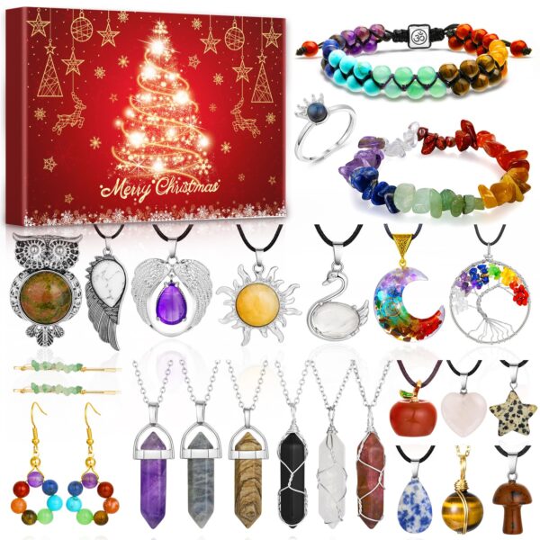 Schmuck Adventskalender 2026 mit Edelsteinen – 24 Überraschungen für Frauen & Teenager