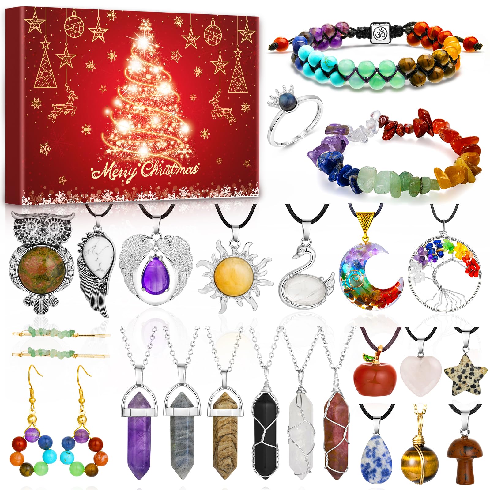 Schmuck Adventskalender 2026 mit Edelsteinen – 24 Überraschungen für Frauen & Teenager