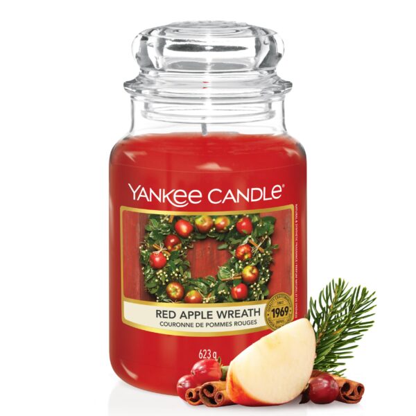 Yankee Candle Red Apple Wreath 623g – Grosse Duftkerze mit 150h Brenndauer