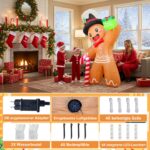 GUDELAK 180 cm Aufblasbarer Lebkuchenmann – LED-Weihnachtsdeko für Garten & Innen – Bild 5