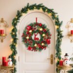 Dremisland Weihnachtskranz 44cm mit Rentier & Beerenhaufen – Künstlicher Adventskranz für Haustür – Bild 2