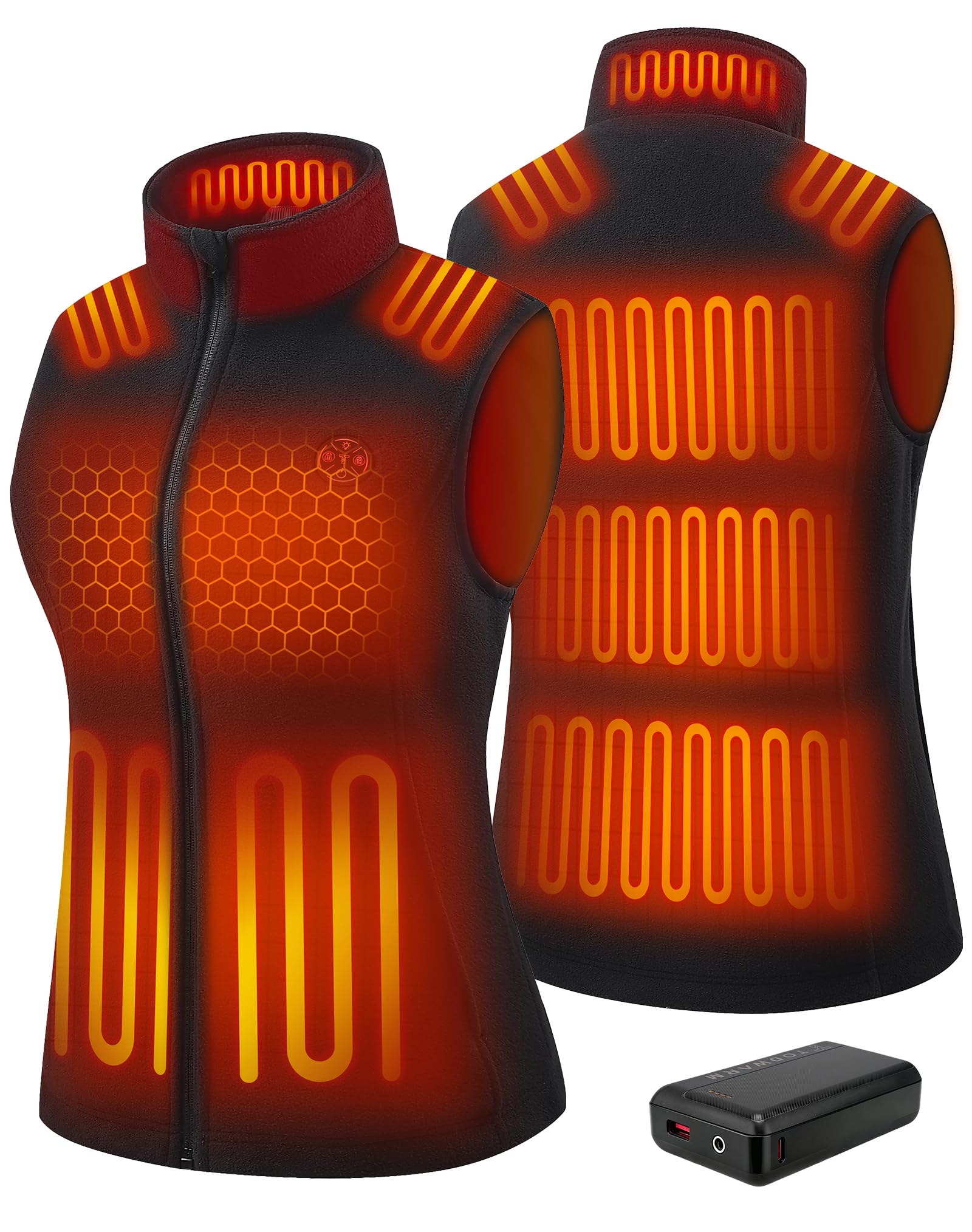 81B3DnnGS-L._SY2028_-1.jpg TODWARM Fleece Heizweste Damen – 15 Heizzonen, 16000mAh, 10h Akkulaufzeit – Bild 1