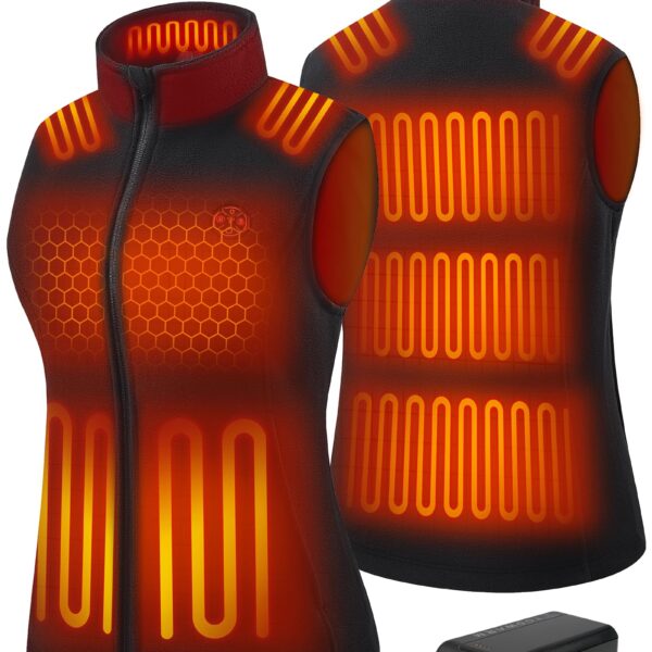 TODWARM Fleece Heizweste Damen mit 16000mAh – 15 Heizzonen, 3 Temperaturen, Waschbar