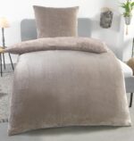 Kuscheli Winter Wende Plüsch Bettwäsche 135x200 – Nicky-Teddy Cashmere Touch Taupe