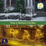 Quntis 2m LED Rentiere mit Schlitten – 129 LEDs IP65 Weihnachtsdeko Außen mit Timer & 8 Modi – Bild 4