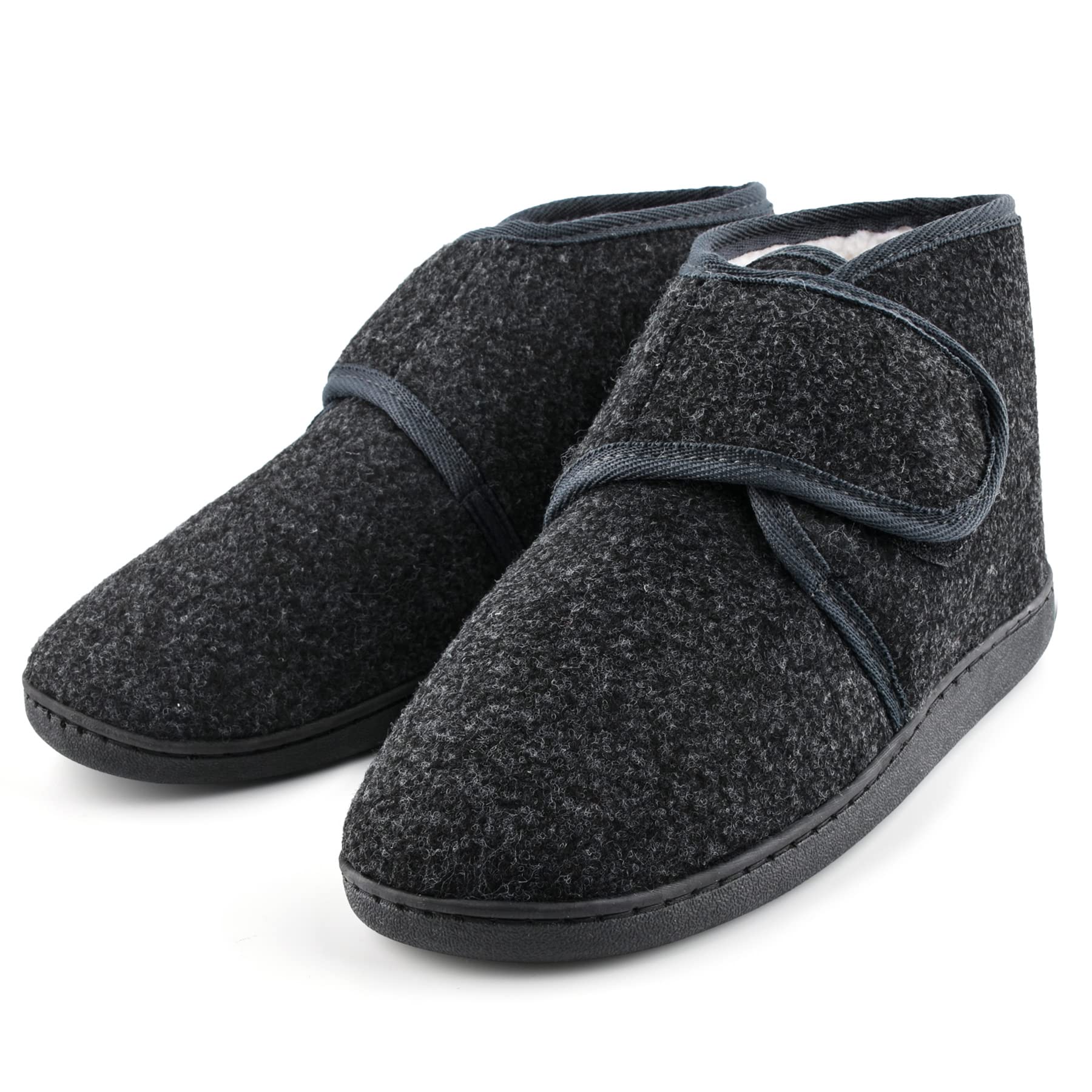 TIESTRA Herrenhausschuhe Winter mit Memory Foam & Lammfell – Warme Filzpantoffeln für breite Füsse