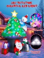 Vintoney 213cm Aufblasbares Pilzhaus mit Weihnachtsmann, Pinguin & Bär – XXL LED Weihnachtsdeko – Bild 4
