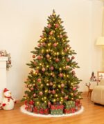 Yorbay Künstlicher Weihnachtsbaum 180cm mit 240 LED-Lichtern & Holzständer – Bild 2
