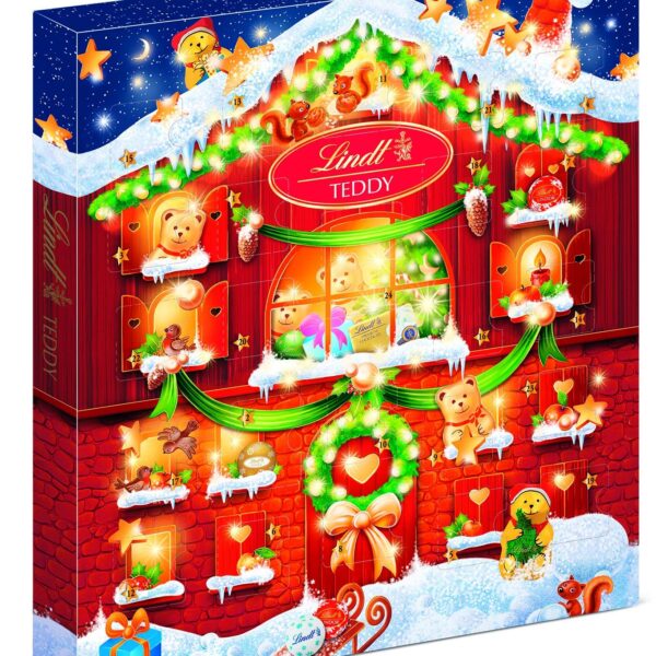 Lindt Teddy Adventskalender 2026, 128g – Vollmilchschokolade Adventszeit Geschenk