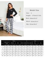 Bresdk Damen Schlafanzug Lang Baumwolle Kariert – Zweiteiliger Pyjama mit V-Ausschnitt – Bild 6