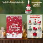 DECO EXPRESS Kerzen Adventskalender 2026 – 24 Teelichter mit Keramikhalter & Weihnachtsdeko – Bild 3