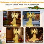 COSTWAY Weihnachtsengel 158cm beleuchtet – 250 LED-Lichter für Innen & Außen – Bild 7