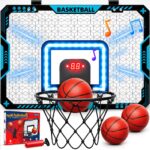 BATURU Mini Basketballkorb Indoor mit LED-Anzeigetafel & Sound – Faltbar für Kinderzimmer