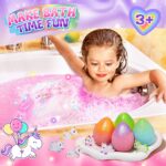 Qivatex Einhorn-Badebomben 9er Set mit Überraschungsspielzeug – Geschenkset für Kinder – Bild 3