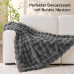 BEDELITE Bubble Kuscheldecke 150x200 cm – Flauschige Plüschdecke mit Kaninchenfellimitat – Bild 4