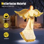 COSTWAY Beleuchteter Weihnachtsengel 160 cm mit 180 LED-Lichtern – Outdoor Weihnachtsdeko – Bild 5