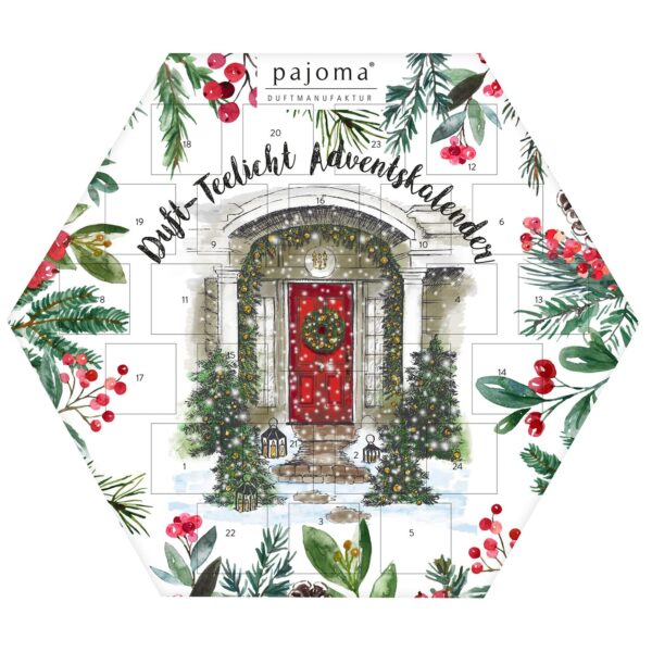 pajoma Adventskalender 2026 – 24 Duft-Teelichter mit Glashalter für die Weihnachtszeit