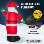 Monzana Aufblasbarer Weihnachtsmann XXL 250cm mit LED & Elektropumpe – Weihnachtsdeko Outdoor – Bild 5
