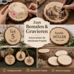 Truevaste 20er Set Holzscheiben Ø14-15cm, 10mm Dick – Unbehandelte Kiefernholz-Baumscheiben für Lasergravur & Deko – Bild 6