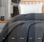 Utopia Bedding Baumwoll-Waffeldecke 228x182 cm Anthrazit – Atmungsaktive Tagesdecke für alle Jahreszeiten – Bild 5
