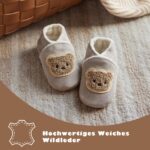 IceUnicorn Krabbelschuhe Baby Winter – Gefütterte Lederpuschen mit Wildledersohlen – Bild 2
