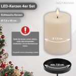 INSPINOVIA LED Echtwachs Kerzen 4er Set mit Fernbedienung & Timer – Cremeweiß – Bild 4