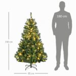 HOMCOM Kunstweihnachtsbaum 150 cm mit LED-Lichterkette – Weihnachtsdeko inkl. Kugeln & Ständer – Bild 3