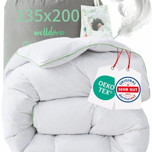 Welldora Winterdecke 135x200 cm – Premium Daunen- & Federdecke mit 650 GSM