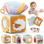LET'S MAKE Baby Taschentuchbox – Montessori Sensorikspielzeug mit Knisterpapier & Spiegel