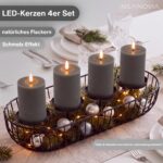 INSPINOVIA LED Echtwachs Kerzen 4er Set mit Fernbedienung & Timer – Grau, 10 cm – Bild 5
