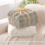 BEDELITE Bubble Kuscheldecke 150x200 cm Kaninchenfellimitat – Premium Wohndecke 870GSM – Bild 5