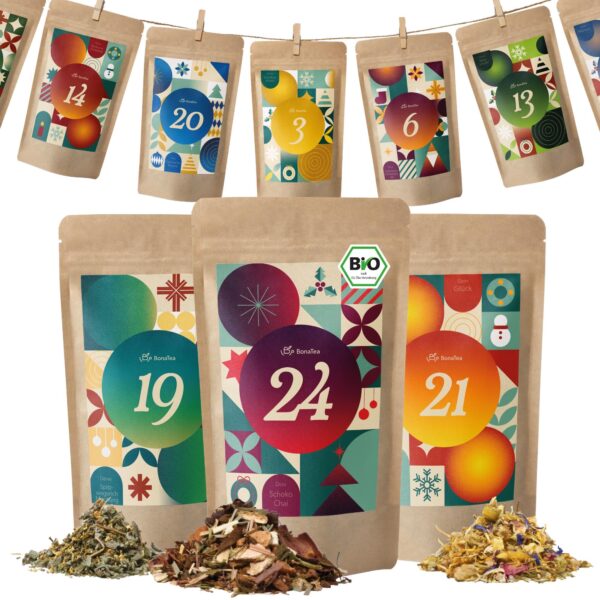 BonaTea Bio Tee Adventskalender 2026 – 24 lose Kräutertees zum Aufhängen