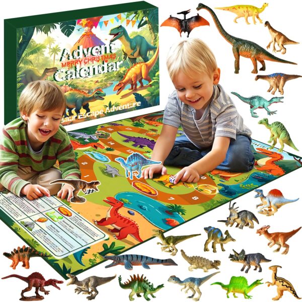 Dinosaurier Adventskalender 2026 – 24 Figuren mit Bildungsinhalten & Familienspiel