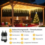 BLOFUN 20M Eisregen Lichterkette Außen Warmweiss – 720 LED mit Timer & 8 Modi – Bild 6
