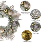 Valery Madelyn Weihnachtskranz 40cm Weiss-Gold mit 20 LEDs & Timer – Haustürkranz – Bild 4
