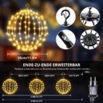 iBaycon Weihnachtsbeleuchtung 30cm Kugel 1-to-3 mit 360 LED – Faltbar & Wasserdicht für Aussen – Bild 5