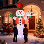 Moxled 2,4m Aufblasbarer Schneemann mit LED-Lichtern – Weihnachtsdeko für Garten & Außen – Bild 3