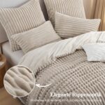 Aisbo Winterbettwäsche 135x200 4-teilig Beige – Teddy Fleece Flanell Bettgarnitur – Bild 4