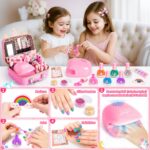 Hohosunlar Kinderschminke Schminkkoffer mit Nagelstudio – Waschbares Make-up Set für Mädchen 3-12 – Bild 3