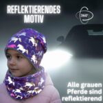 HECKBO 360° Reflektor Kinder Mütze & Loop Schal Set – Pferde Design für 2–8 Jahre – Bild 2